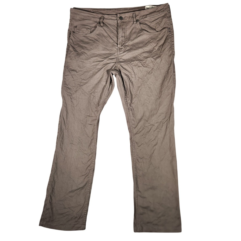 Buffalo David Bitton Pants Mens 38x34 Sam-X Slim Straight Stretch Taupe Gray EUC